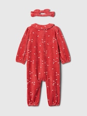 Gap Red Bow Velour Footless Sleepsuit with Headband (Newborn-24mths) - Image 2 of 2