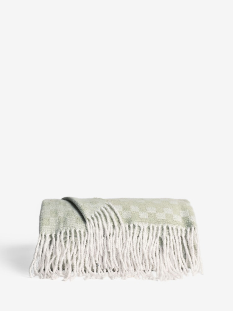 Sage Green Woven Geo Throw - Image 5 of 5 Sage Green Woven Geo Throw - Image 5 of 5