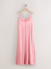 Pink Lace Detail Maxi Slip - Image 1 of 3