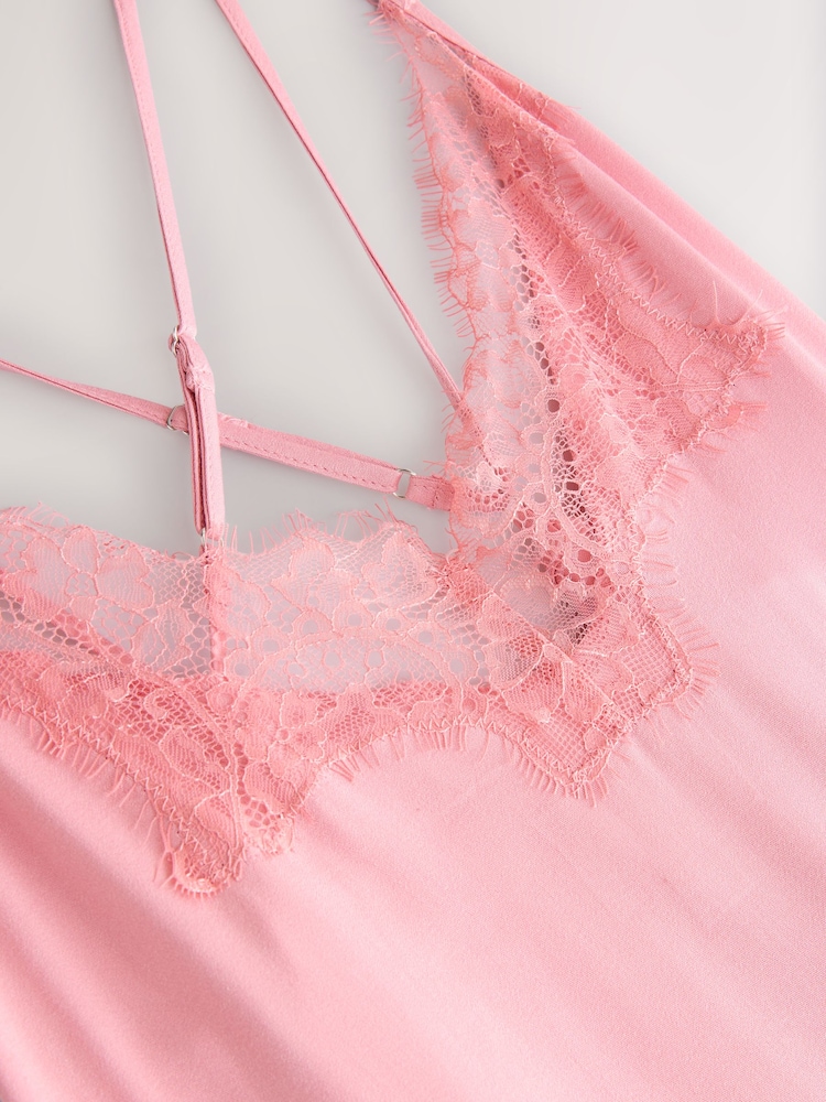 Pink Lace Detail Maxi Slip - Image 2 of 3 Pink Lace Detail Maxi Slip - Image 2 of 3