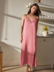 Pink Lace Detail Maxi Slip - Image 4 of 9