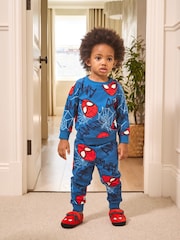 Navy Spiderman Single Cosy Fleece License Pyjamas (12mths-10yrs) - Image 1 of 6
