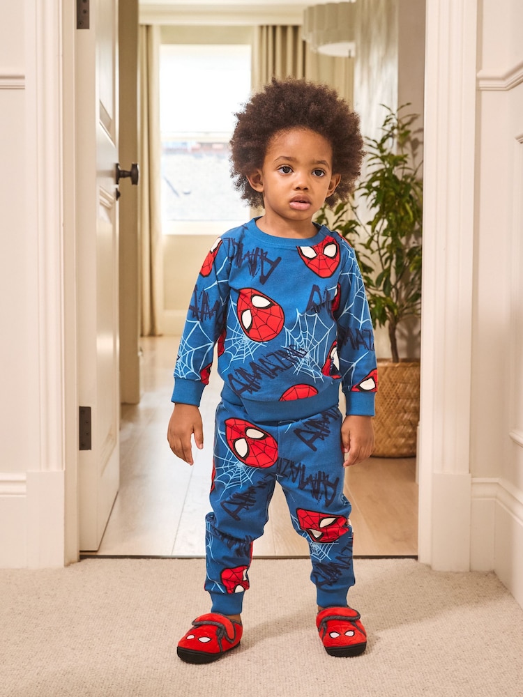 Navy Spiderman Single Cosy Fleece License Pyjamas (12mths-10yrs) - Image 1 of 6