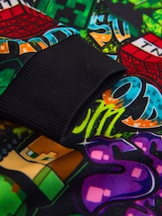 Črna/zelena/rdeča/rumena Minecraft - Udobna pižama iz flisa z licenco Single Cosy (5-16let) - Slika 6 iz 6