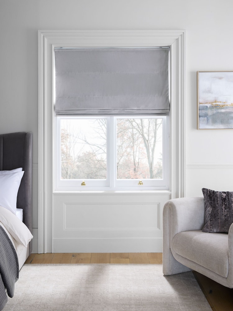 Grey Ready Made Blackout Matte Velvet Roman Blinds - Image 1 of 7