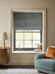 Teal Blue Ready Made Blackout Matte Velvet Roman Blinds - Image 1 of 5
