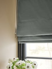 Teal Blue Ready Made Blackout Matte Velvet Roman Blinds - Image 3 of 5