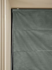 Teal Blue Ready Made Blackout Matte Velvet Roman Blinds - Image 4 of 5