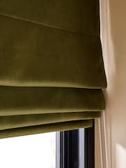 Green Olive Ready Made Blackout Matte Velvet Roman Blind - Image 5 of 7