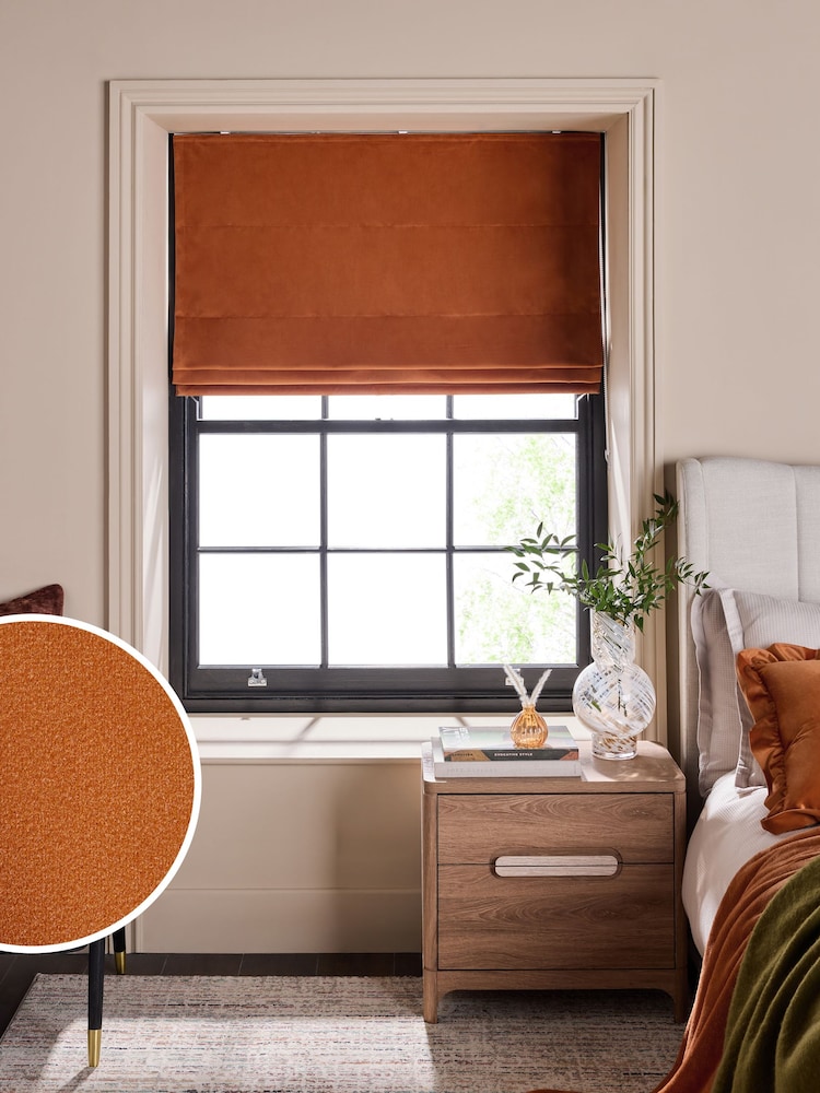 Orange Ready Made Blackout Matte Velvet Roman Blind - Image 1 of 8