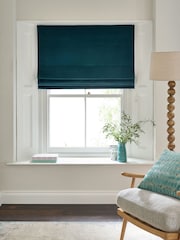Blue Dark Teal Ready Made Blackout Matte Velvet Roman Blinds - Image 1 of 8