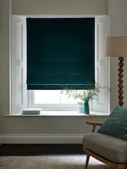 Blue Dark Teal Ready Made Blackout Matte Velvet Roman Blinds - Image 3 of 8