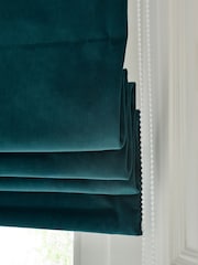 Blue Dark Teal Ready Made Blackout Matte Velvet Roman Blinds - Image 4 of 8