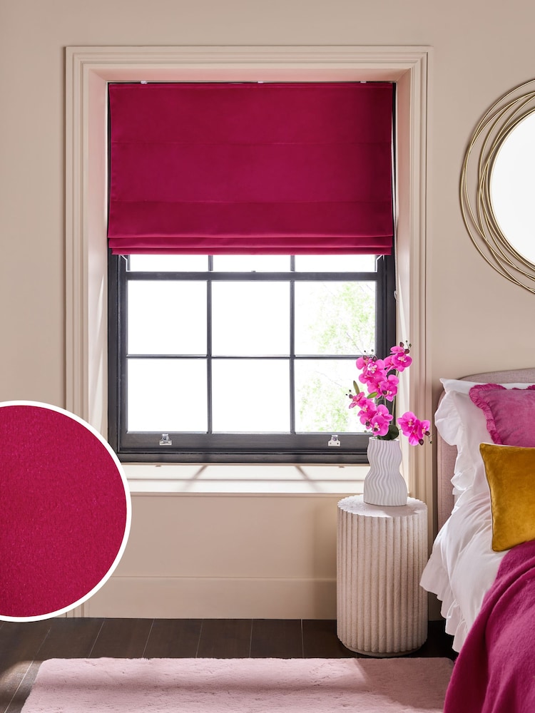 Pink Fuchsia Ready Made Blackout Matte Velvet Roman Blind - Image 1 of 8