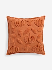 Orange 43 x 43cm Tufted Borg Pumpkin Cushion - Image 5 of 7