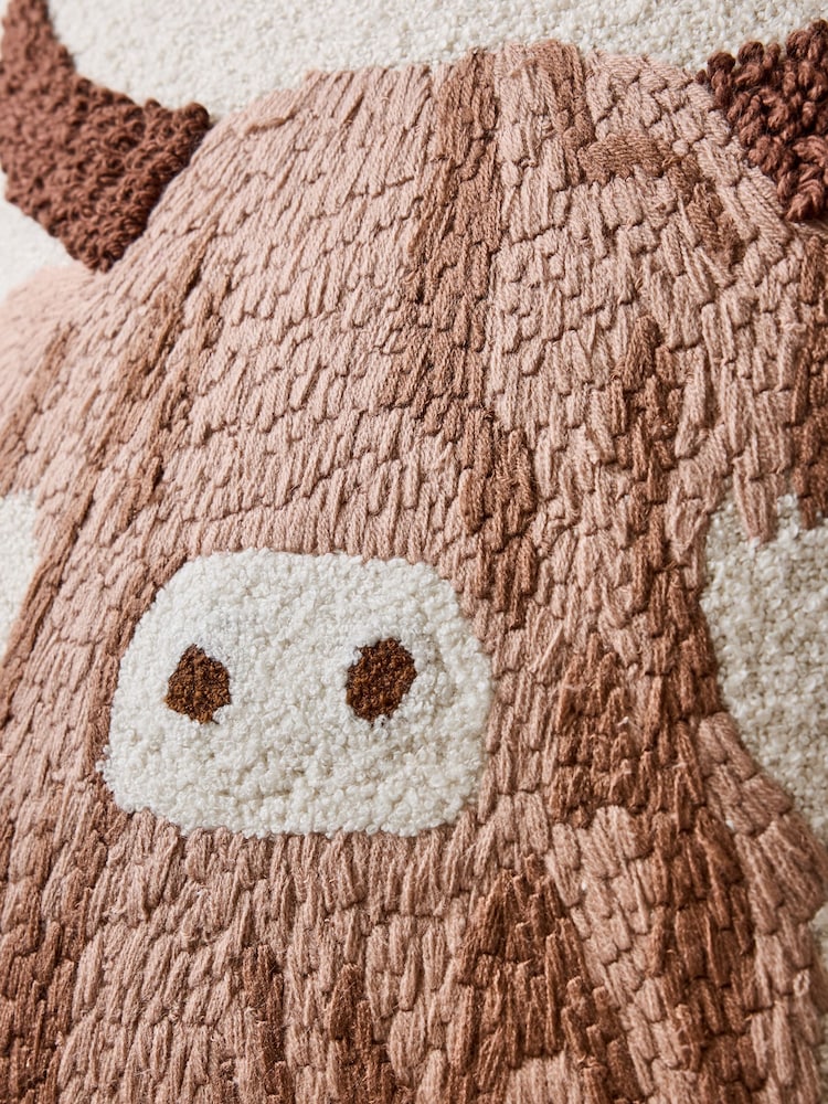 Natural 43 x 43cm 43 X 43cm Hamish Highland Cow Embroidered Cushion - Image 2 of 5