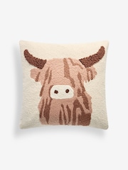 Natural 43 x 43cm 43 X 43cm Hamish Highland Cow Embroidered Cushion - Image 3 of 5