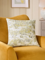 Ochre Yellow 50 x 50cm Renew Abstract Floral Print Cushion - Image 1 of 6