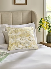 Ochre Yellow 50 x 50cm Renew Abstract Floral Print Cushion - Image 3 of 6