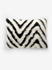 Black/White 40 x 59cm Zig Faux Fur Cushion - Image 1 of 3