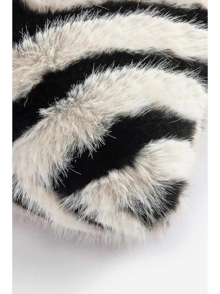 Black/White 40 x 59cm Zig Faux Fur Cushion - Image 2 of 3 Black/White 40 x 59cm Zig Faux Fur Cushion - Image 2 of 3