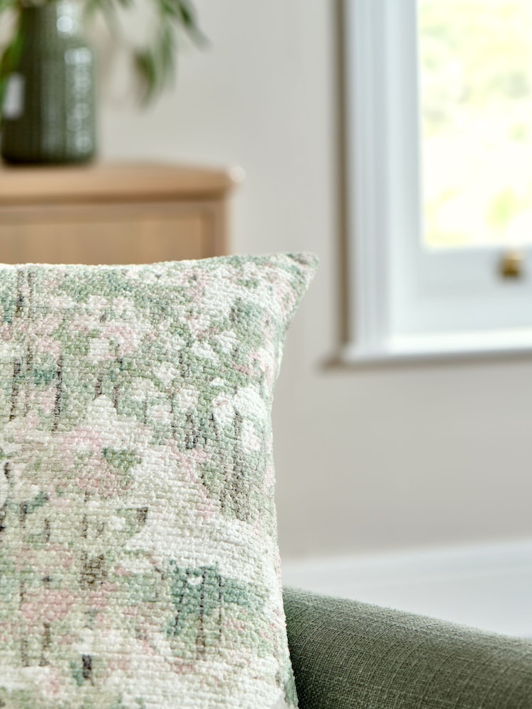 Sage Green 50 x 50cm Renew Abstract Floral Print Cushion - Image 2 of 5