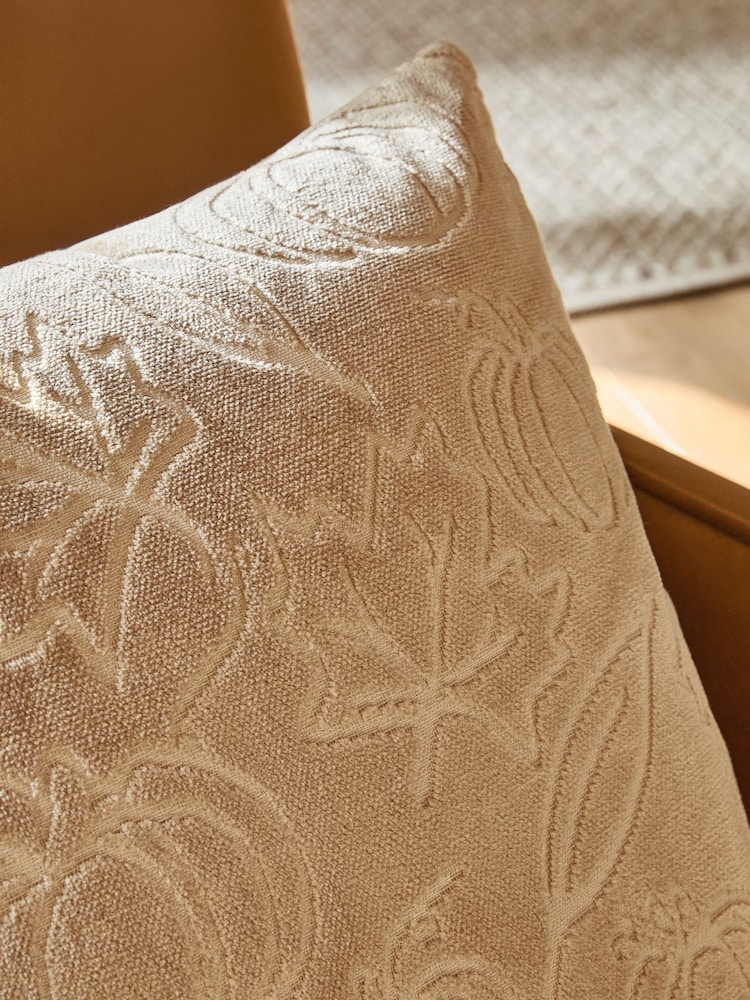 Neutral Cut Velvet Pumpkin Cushion - Image 2 of 5