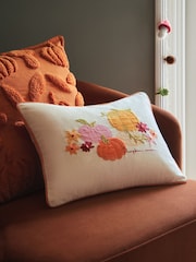 Orange 30 x 40cm Embroidered Pumpkin Cushion - Image 1 of 5