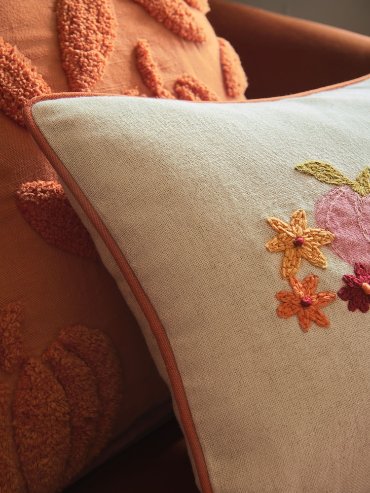 Orange 30 x 40cm Embroidered Pumpkin Cushion - Image 2 of 5