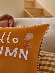 Orange Hello Autumn Velvet Slogan Cushion - Image 2 of 5