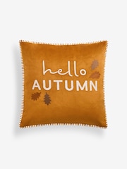 Orange Hello Autumn Velvet Slogan Cushion - Image 3 of 5