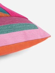 Bright 50 x 50cm Geometric Block Crewelwork Cushion - Image 5 of 5