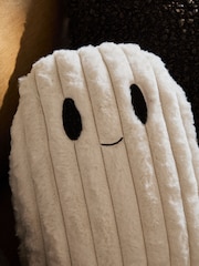 Ivory 3D Faux Fur Ghost Shaped Cushion - Image 2 of 5