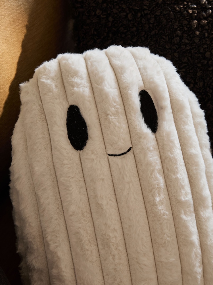 Ivory 3D Faux Fur Ghost Shaped Cushion - Image 2 of 5