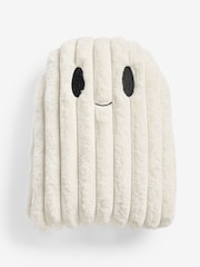 Ivory 3D Faux Fur Ghost Shaped Cushion - Image 3 of 5