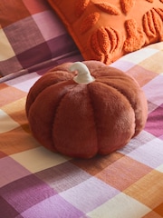 Orange 3D Faux Fur Pumpkin Cushion - Image 1 of 7