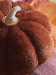 Orange 3D Faux Fur Pumpkin Cushion - Image 3 of 7