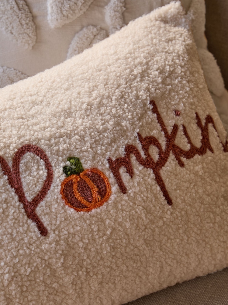 Natural Embroidered Hey Pumpkin Borg Slogan Cushion - Image 2 of 5 Natural Embroidered Hey Pumpkin Borg Slogan Cushion - Image 2 of 5