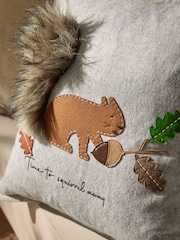 Grey Embroidered Squirrel Cushion - Image 2 of 6