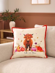 Orange 43 x 43cm Embroidered Autumn Hamish Cushion - Image 1 of 5
