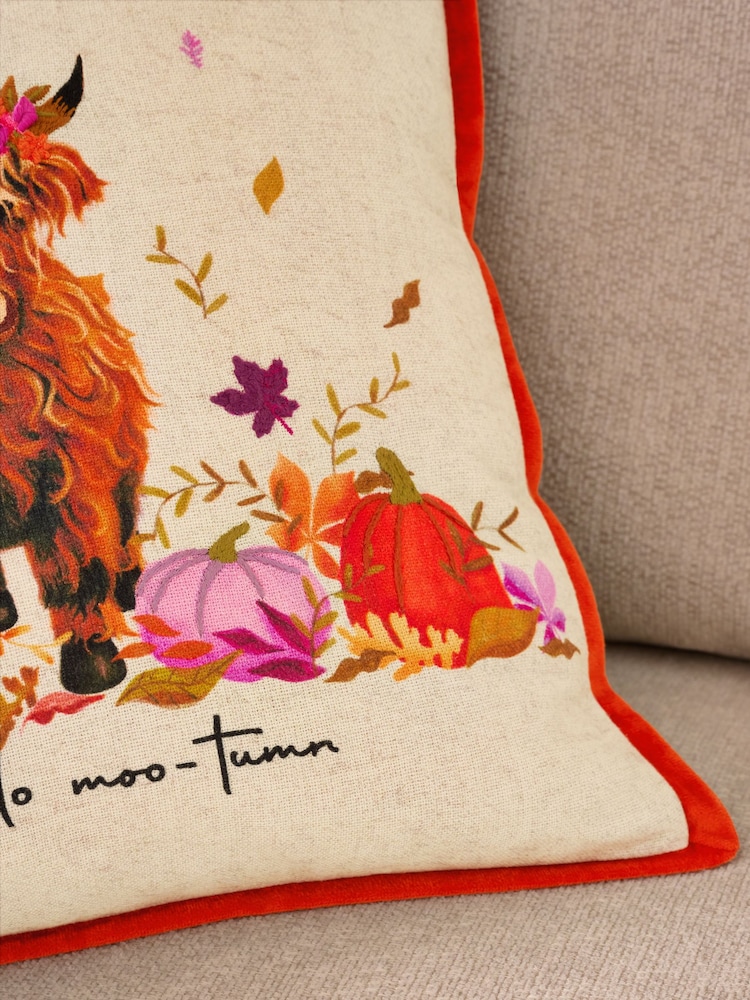Orange 43 x 43cm Embroidered Autumn Hamish Cushion - Image 2 of 5