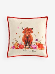 Orange 43 x 43cm Embroidered Autumn Hamish Cushion - Image 4 of 5
