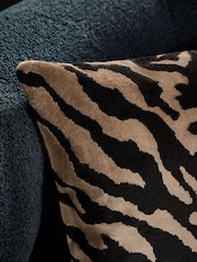 Black/Gold 50 x 30cm Cut Velvet Faux Tiger Cushion - Image 2 of 5