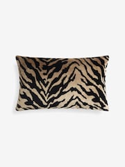 Black/Gold 50 x 30cm Cut Velvet Faux Tiger Cushion - Image 3 of 5