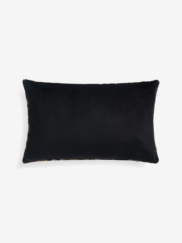 Black/Gold 50 x 30cm Cut Velvet Faux Tiger Cushion - Image 4 of 5