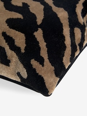 Black/Gold 50 x 30cm Cut Velvet Faux Tiger Cushion - Image 5 of 5