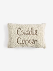 Ivory 50 x 30cm Cuddle Corner Slogan Faux Fur Cushion - Image 2 of 5