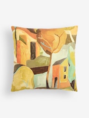 Ochre Yellow Printed Abstract House Cushion - Image 3 of 5