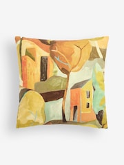 Ochre Yellow Printed Abstract House Cushion - Image 4 of 5