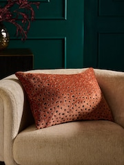 Orange 40 x 59cm Cut Velvet Floral Print Cushion - Image 1 of 5